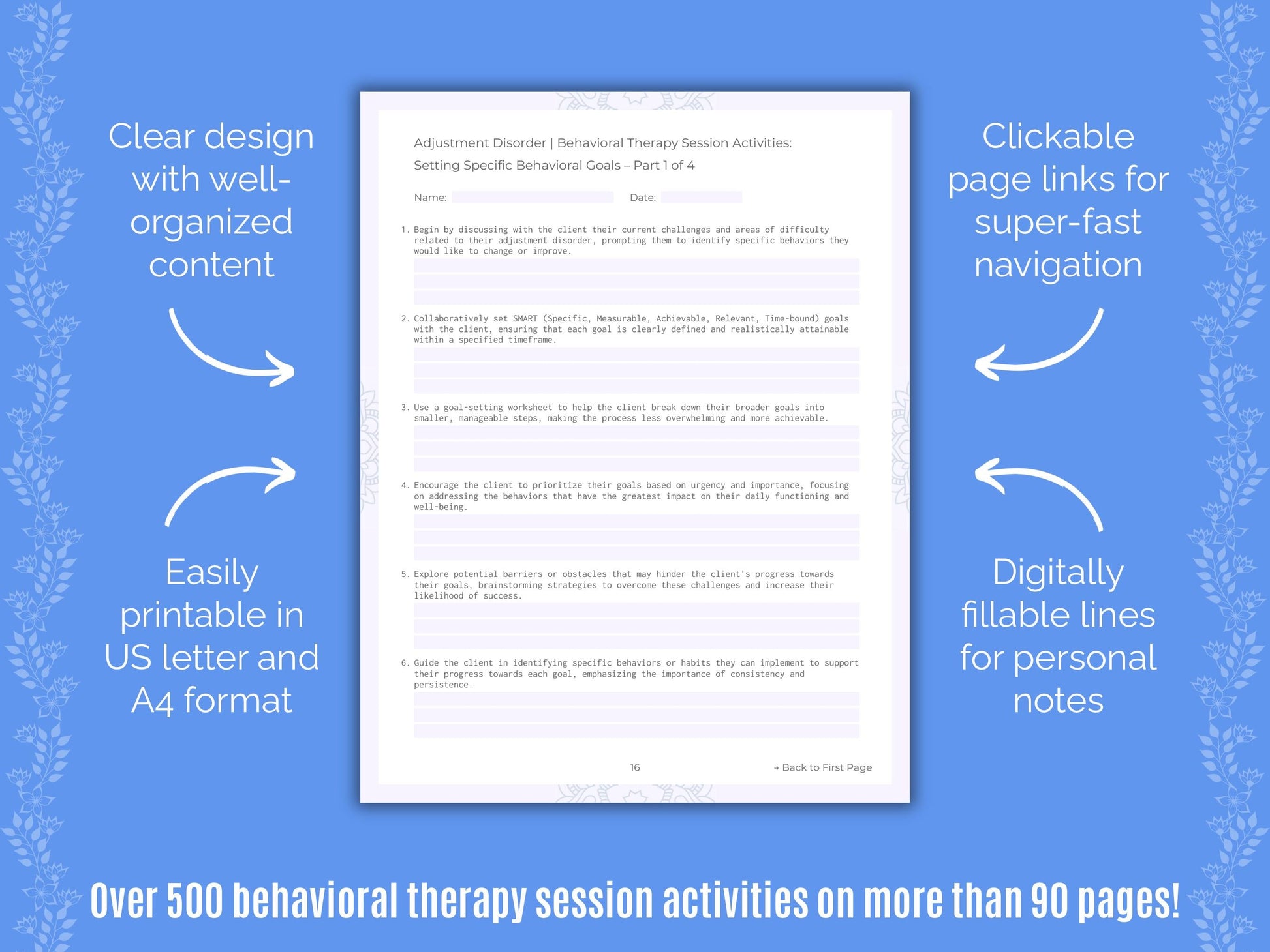 Adjustment Disorder Behavioral Therapy Counseling Templates