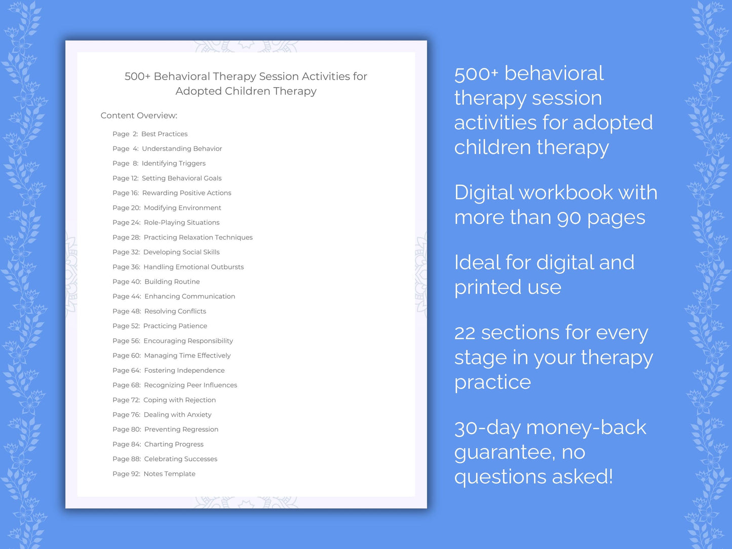 Adopted Children Behavioral Therapy Therapist Worksheets