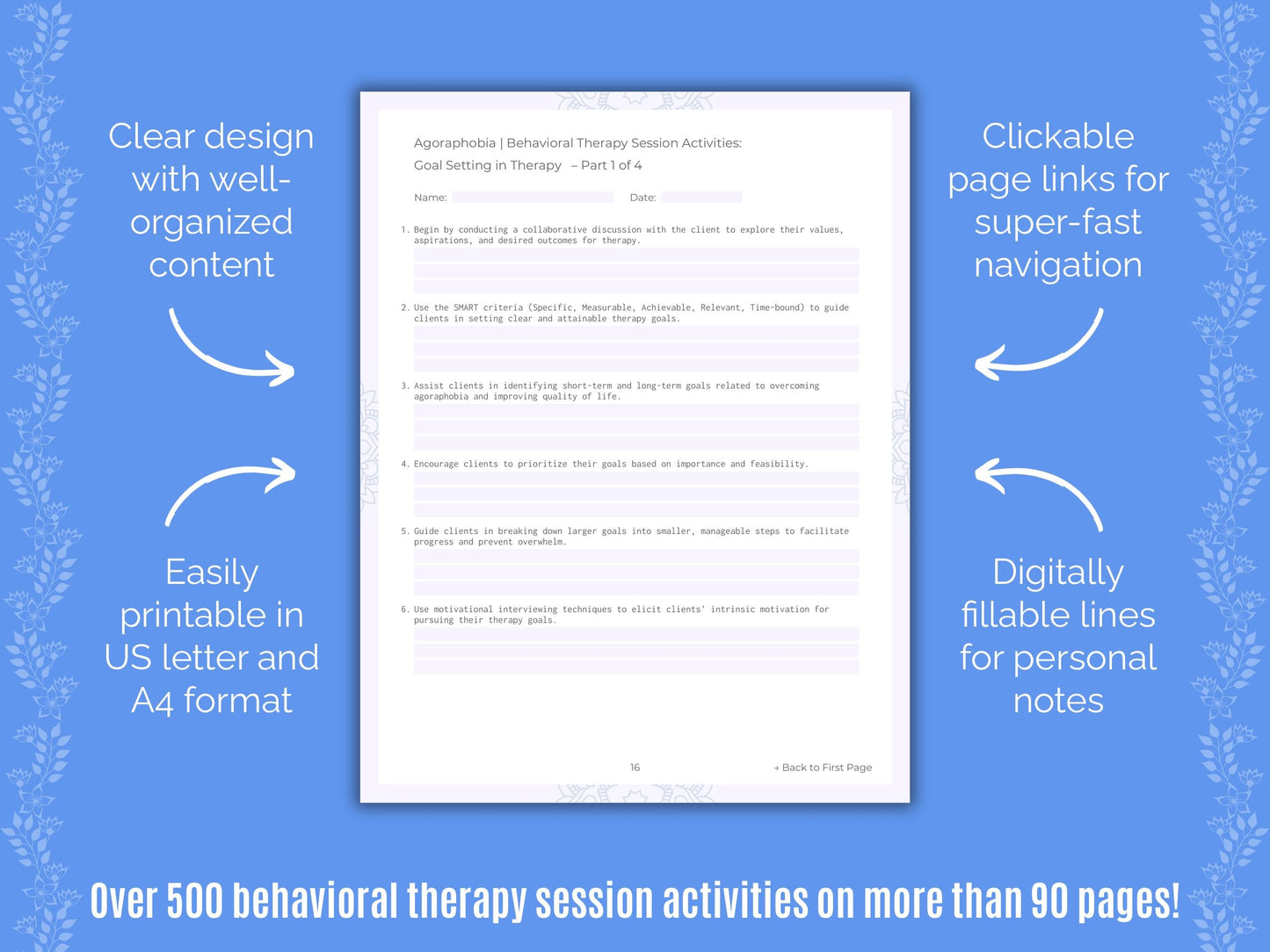 Agoraphobia Behavioral Therapy Counseling Templates