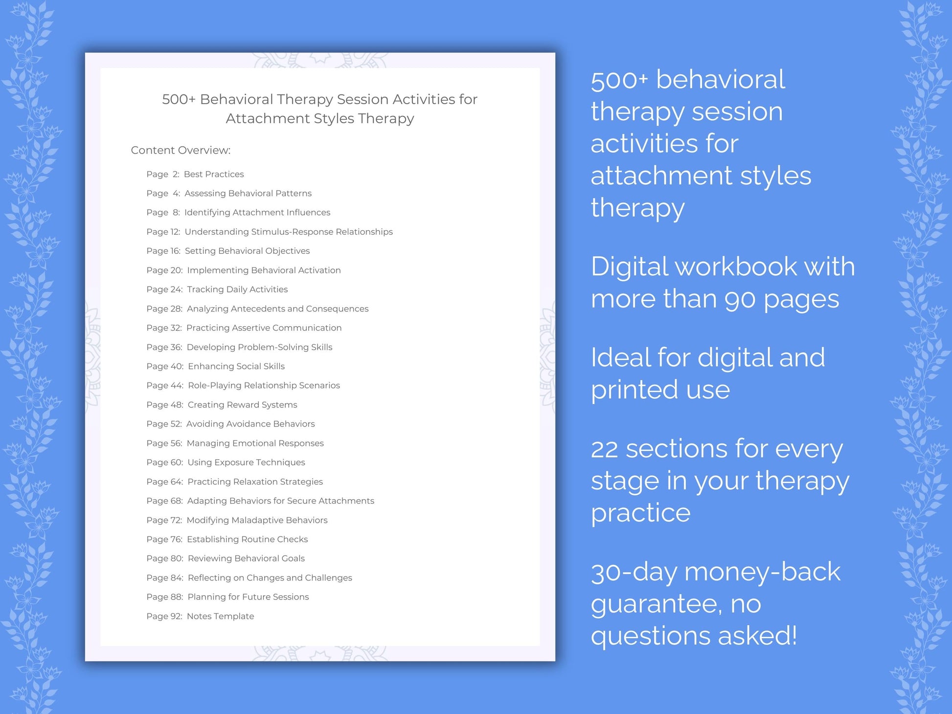 Attachment Styles Behavioral Therapy Therapist Worksheets