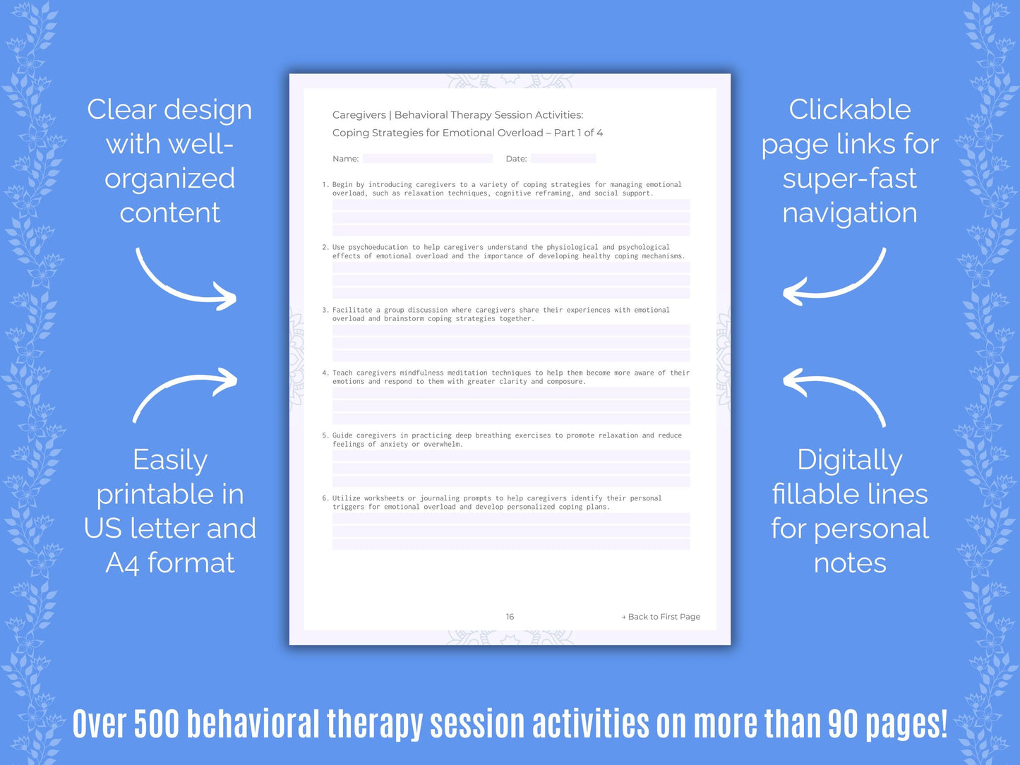 Caregivers Behavioral Therapy Counseling Templates