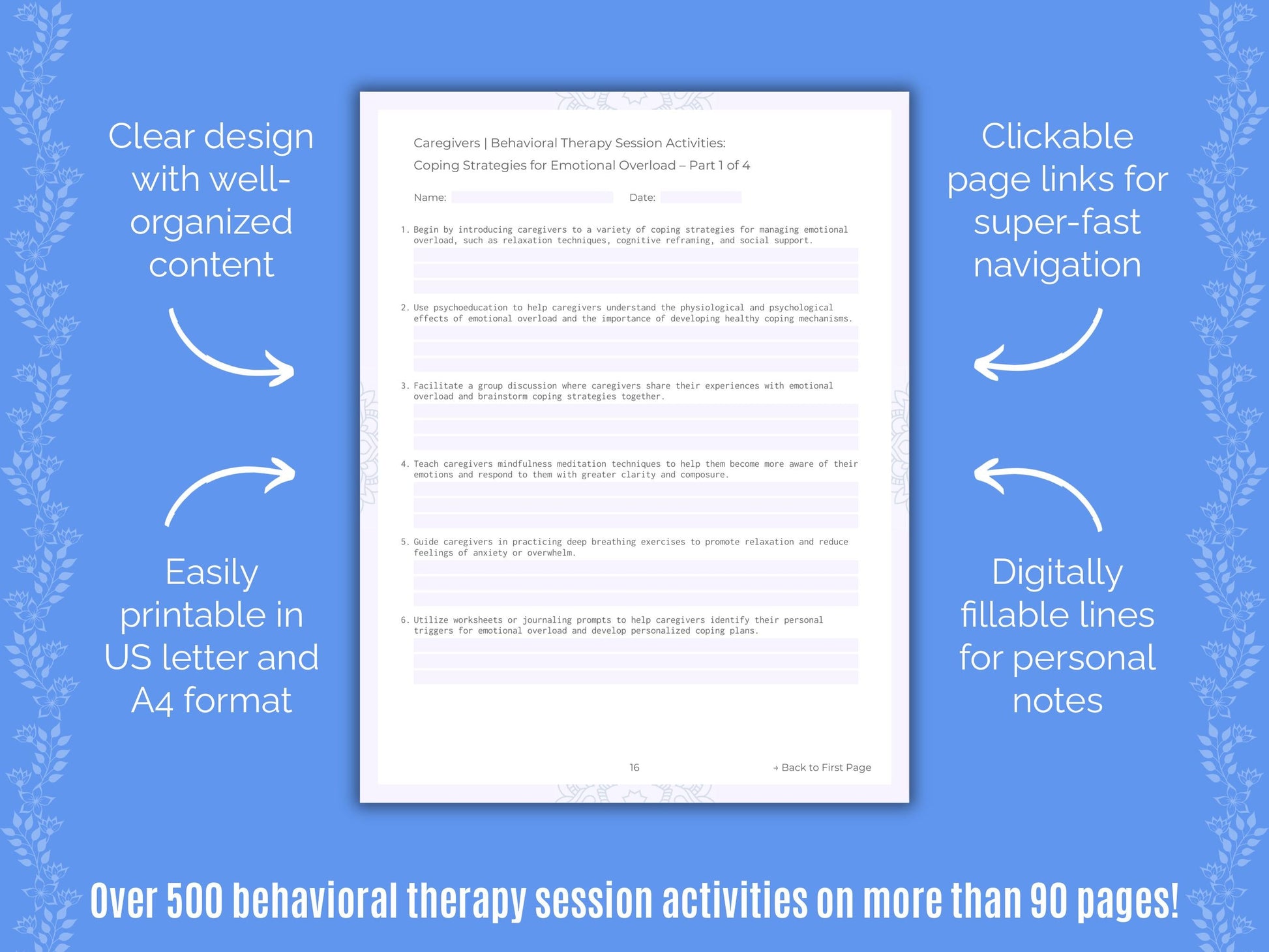 Caregivers Behavioral Therapy Counseling Templates