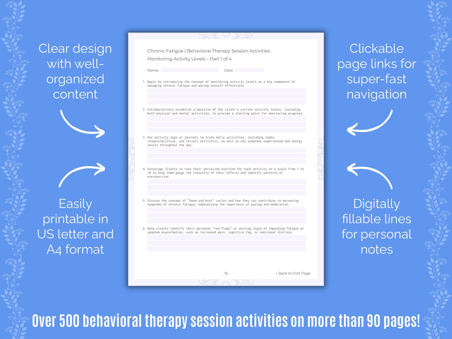 Chronic Fatigue Behavioral Therapy Counseling Templates