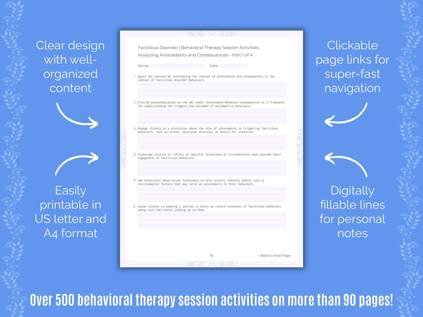 Factitious Disorder Behavioral Therapy Counseling Templates