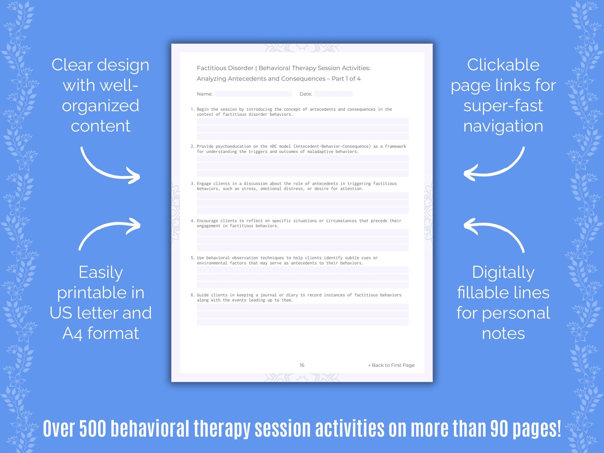 Factitious Disorder Behavioral Therapy Counseling Templates