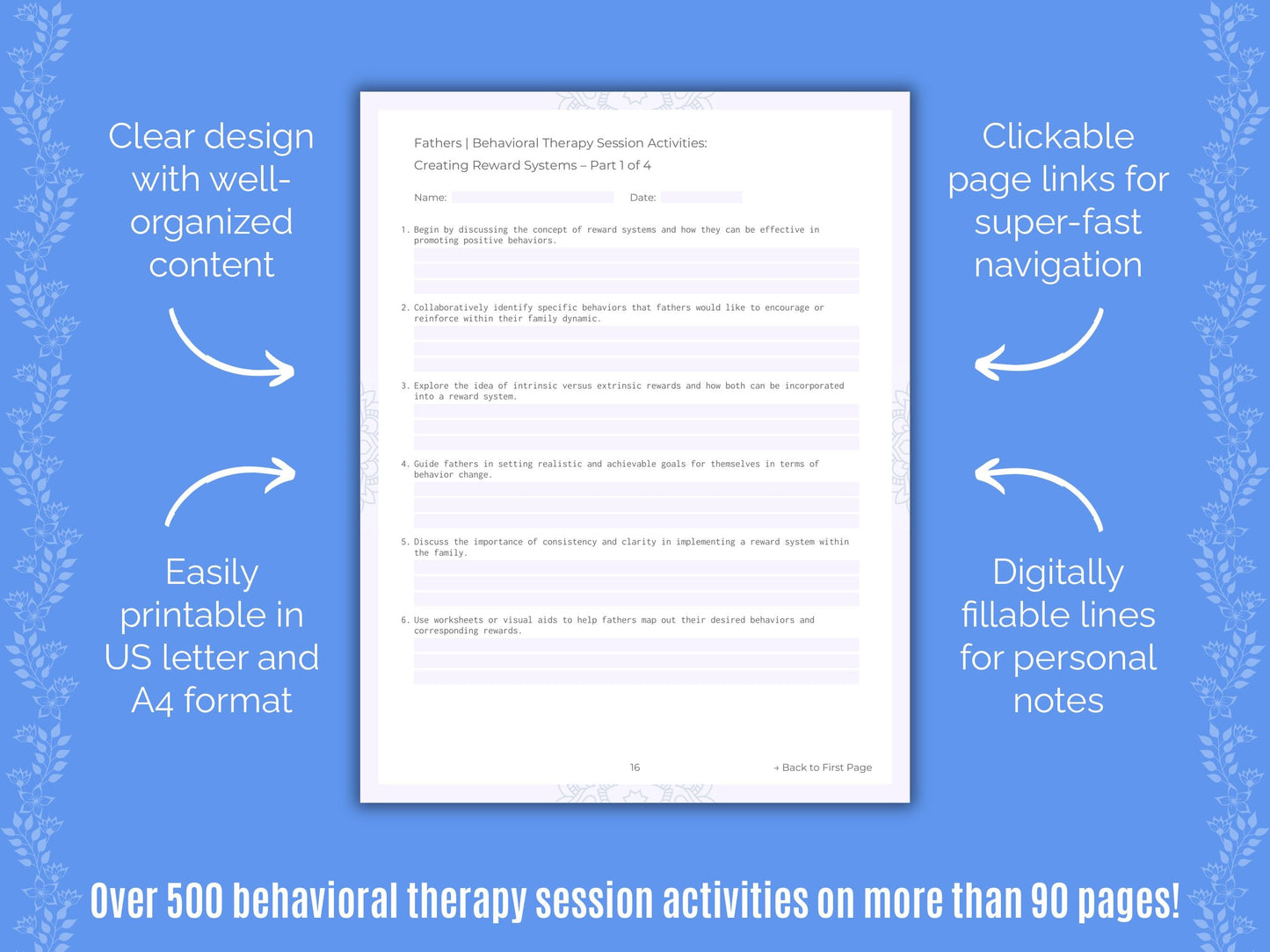 Fathers Behavioral Therapy Counseling Templates