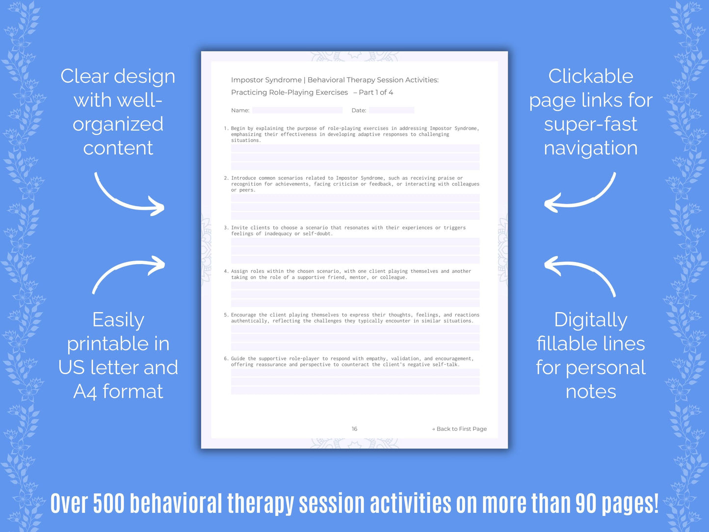 Impostor Syndrome Behavioral Therapy Counseling Templates