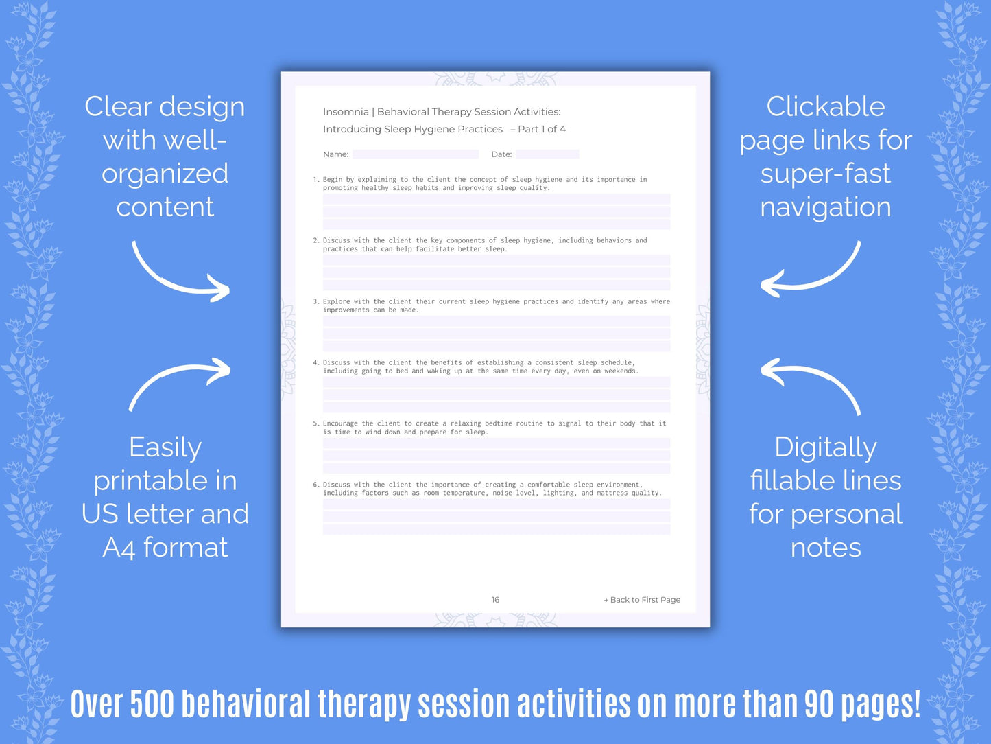 Insomnia Behavioral Therapy Counseling Templates