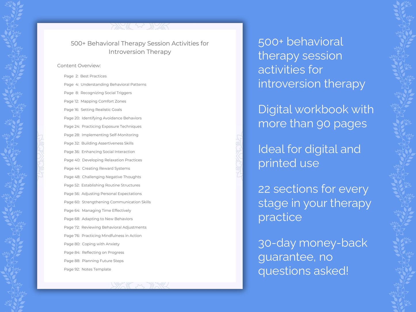 Introversion Behavioral Therapy Therapist Worksheets