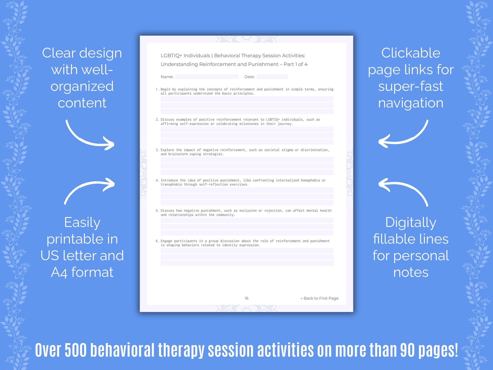 LGBTIQ+ Individuals Behavioral Therapy Counseling Templates