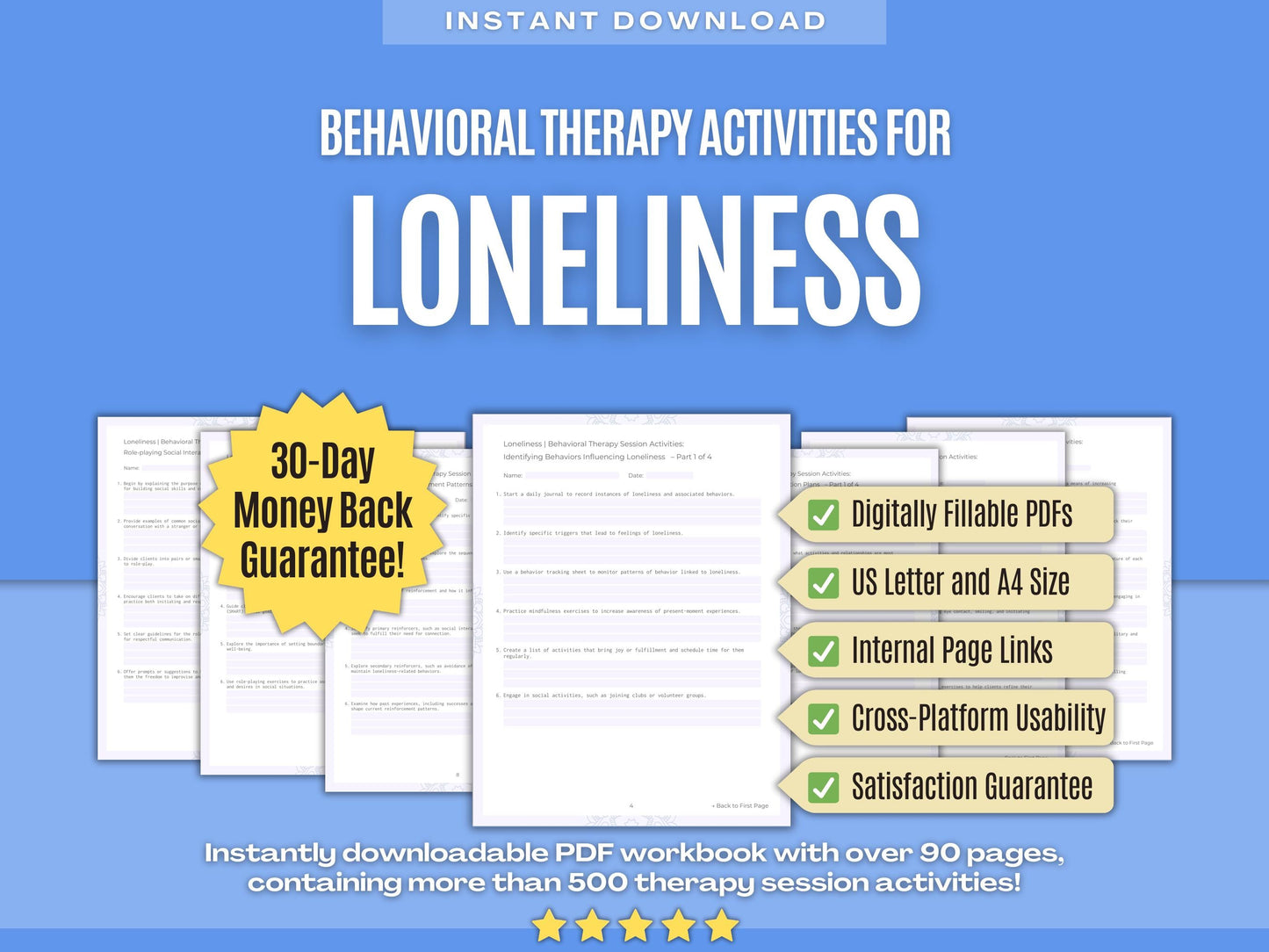 Loneliness Behavioral Therapy Psychology Workbooks