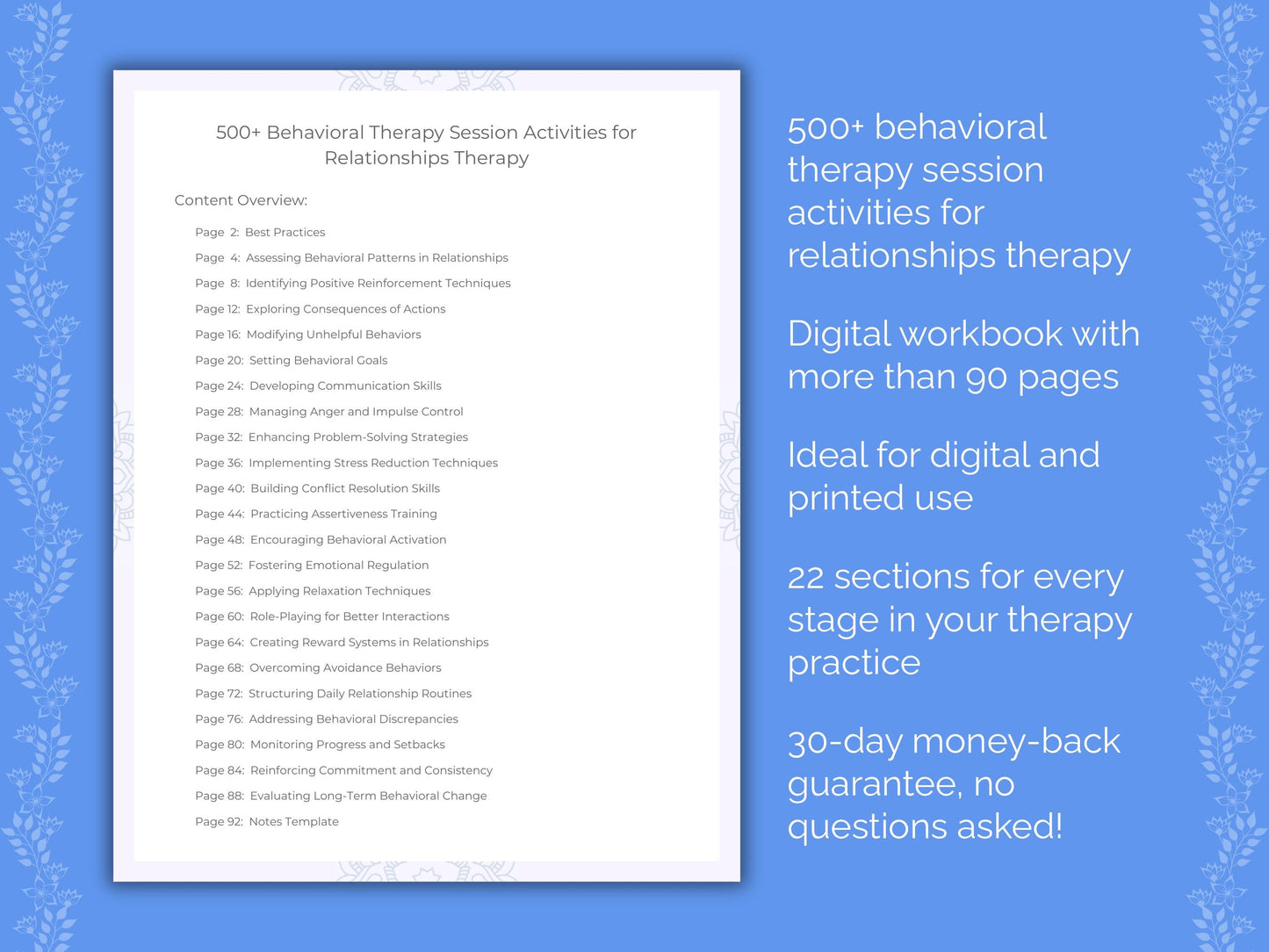 Relationships Behavioral Therapy Therapist Worksheets