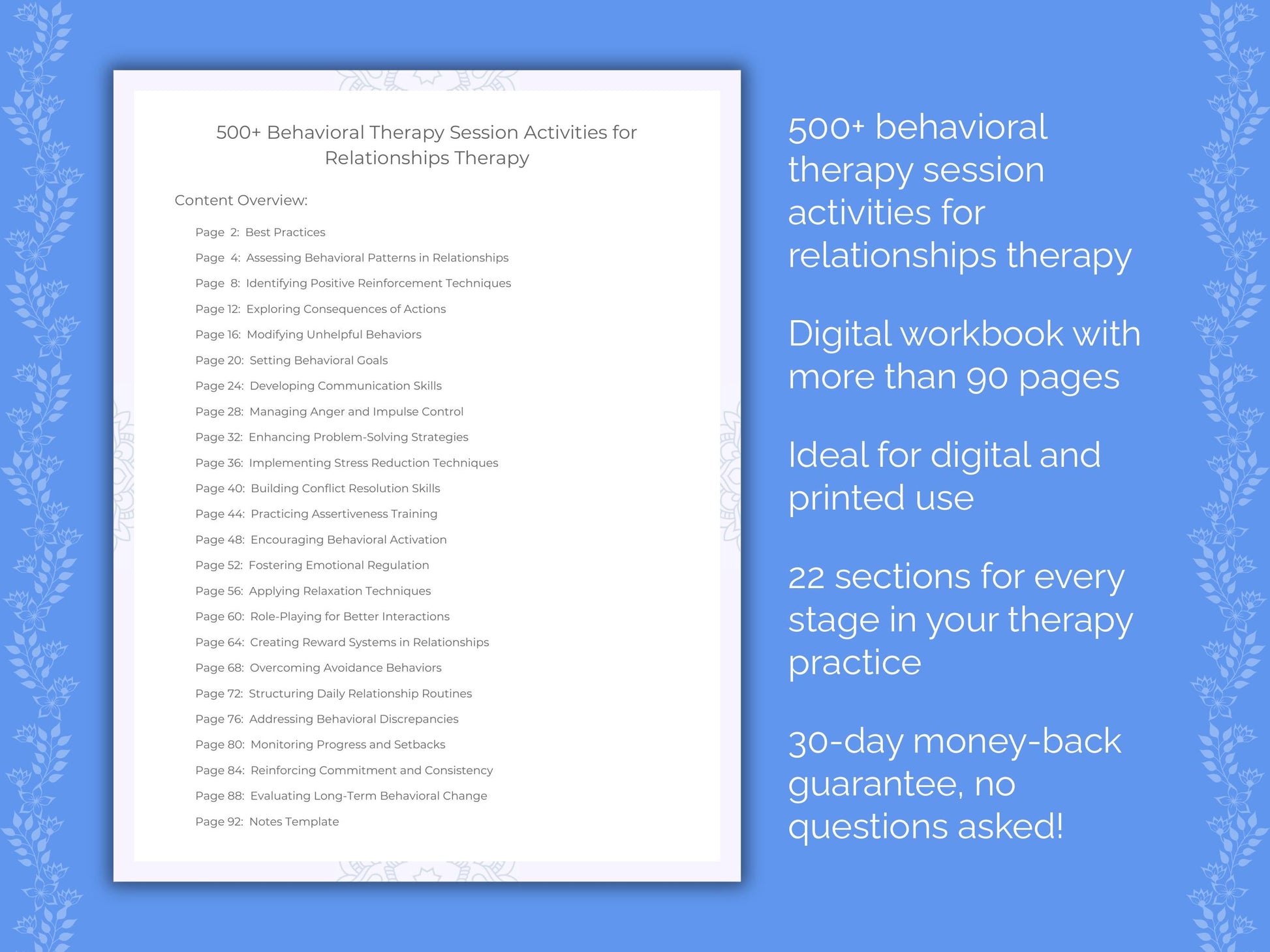 Relationships Behavioral Therapy Therapist Worksheets