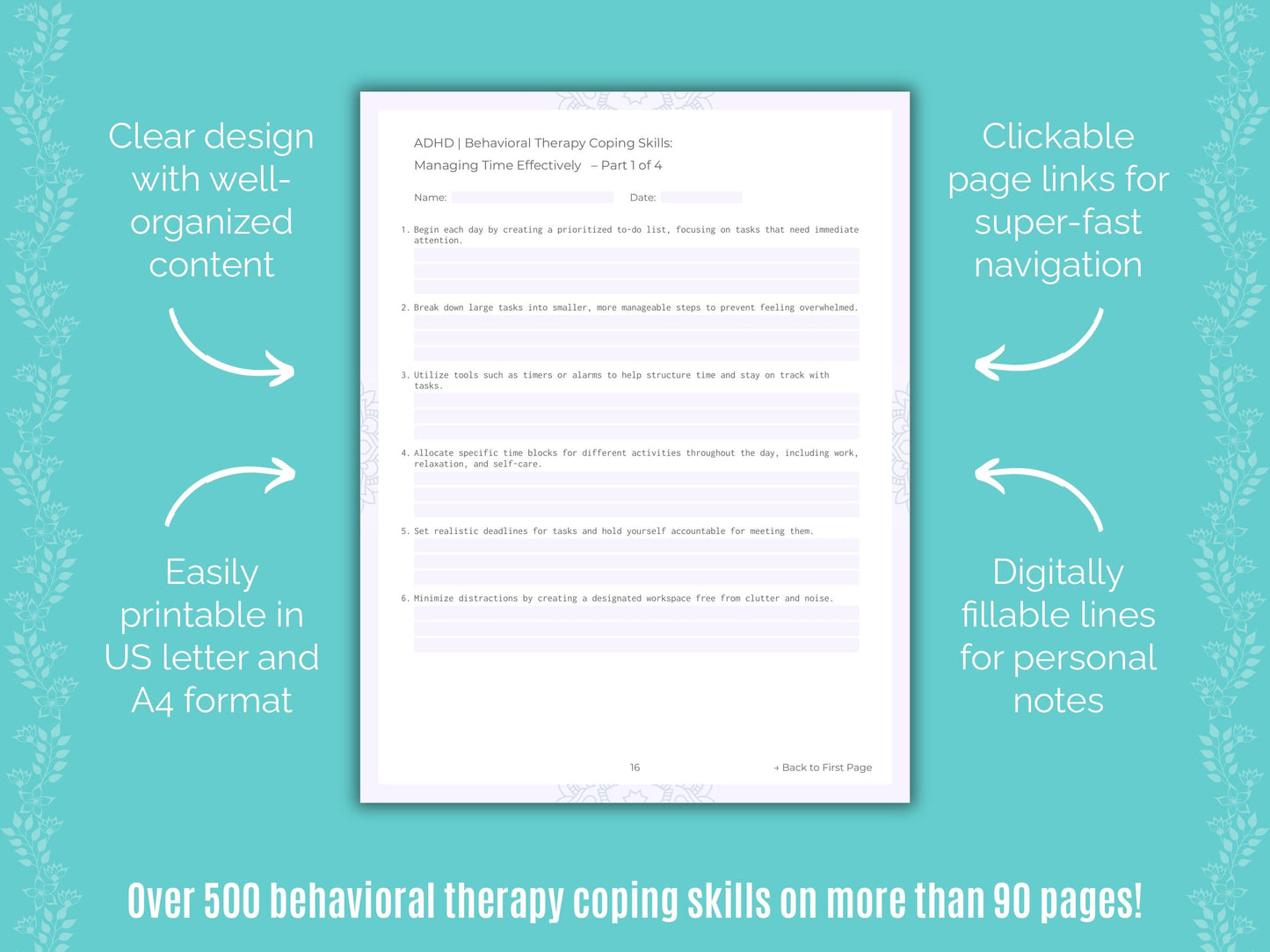 ADHD Behavioral Therapy Counseling Templates