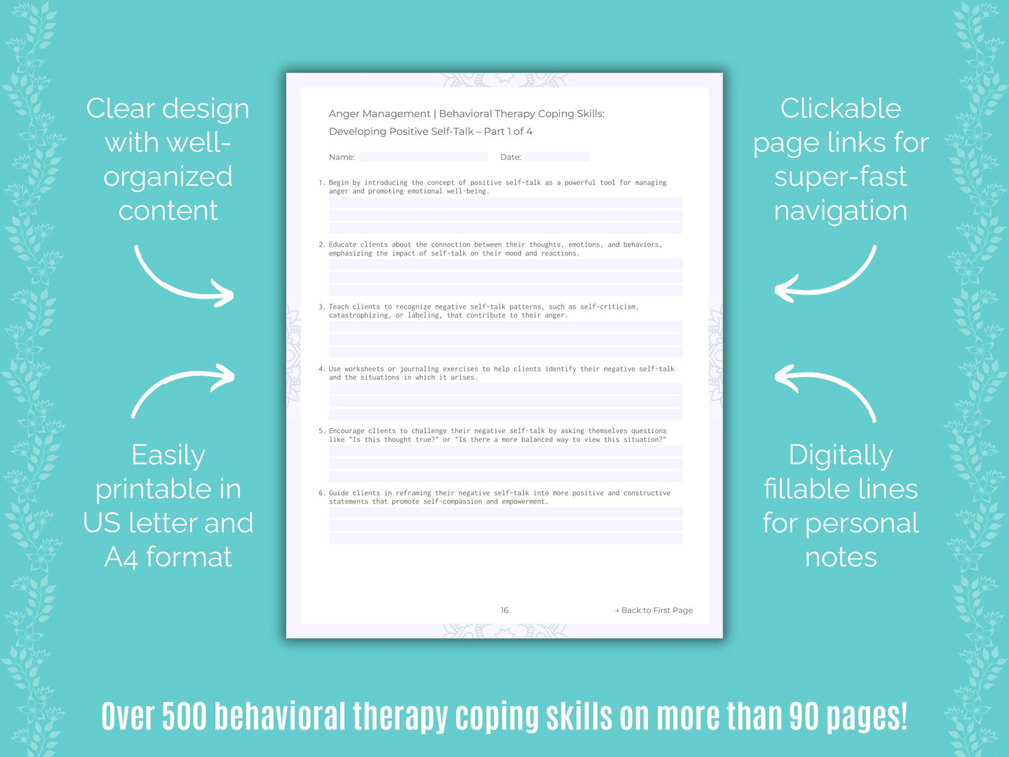 Anger Management Behavioral Therapy Counseling Templates