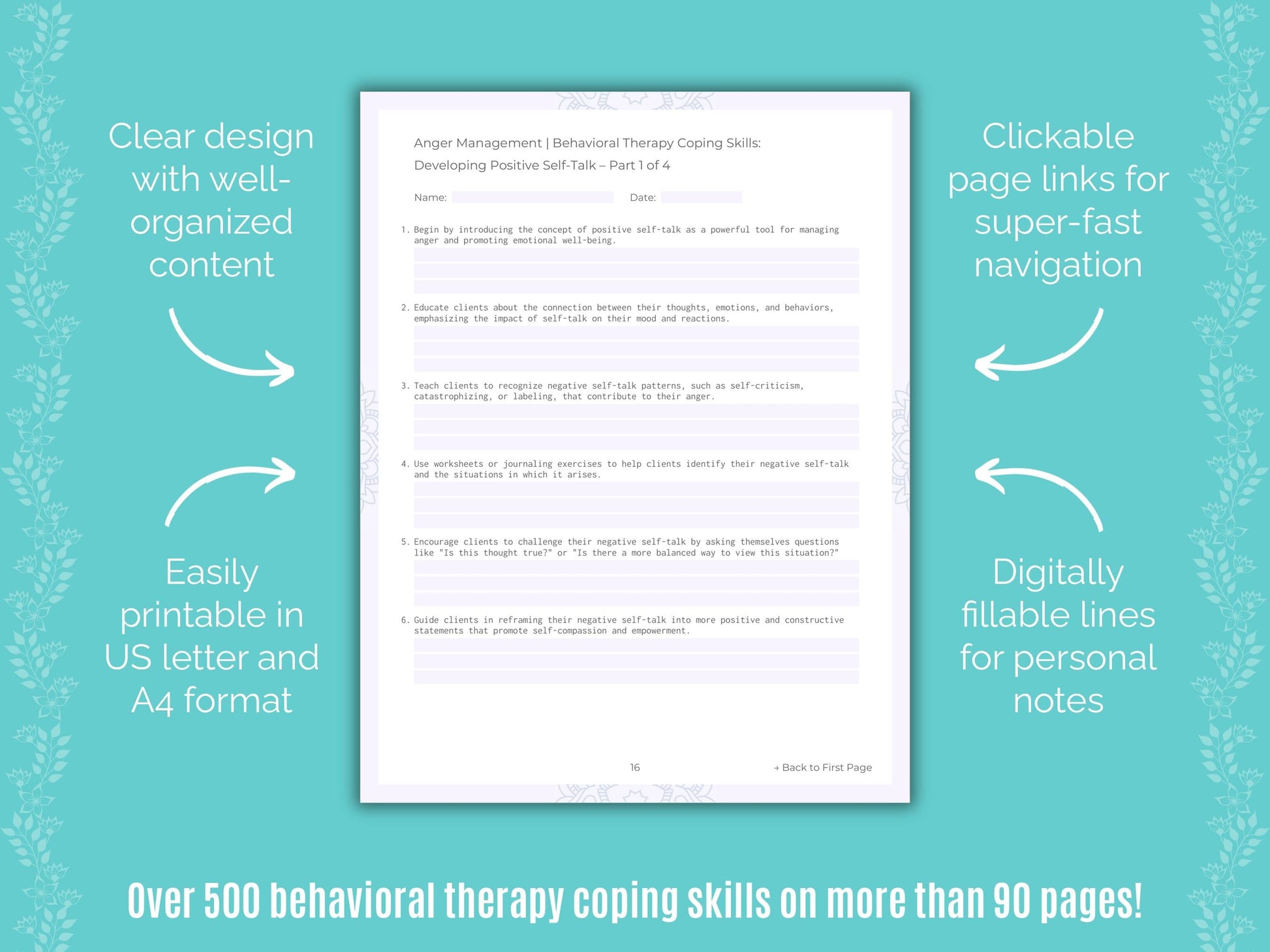 Anger Management Behavioral Therapy Counseling Templates