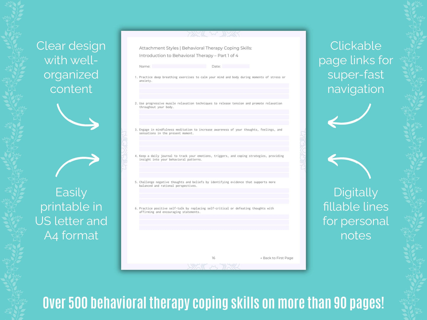 Attachment Styles Behavioral Therapy Counseling Templates