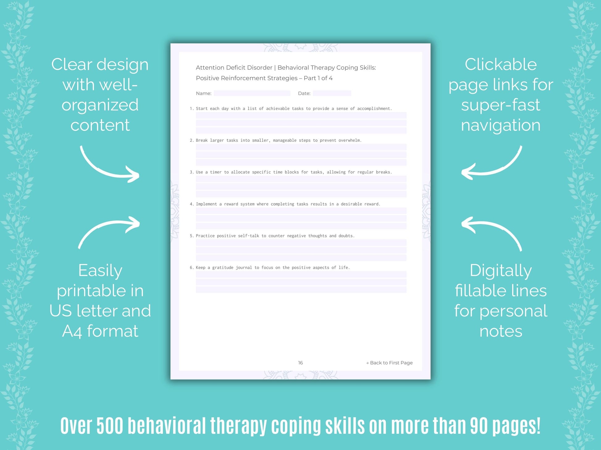 Attention Deficit Disorder (ADD) Behavioral Therapy Counseling Templates