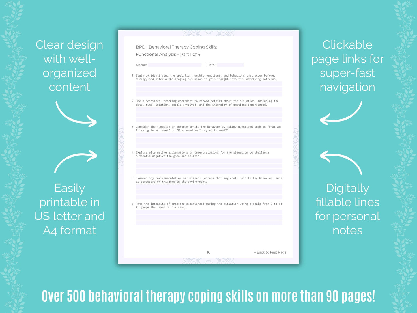 Borderline Personality Disorder (BPD) Behavioral Therapy Counseling Templates