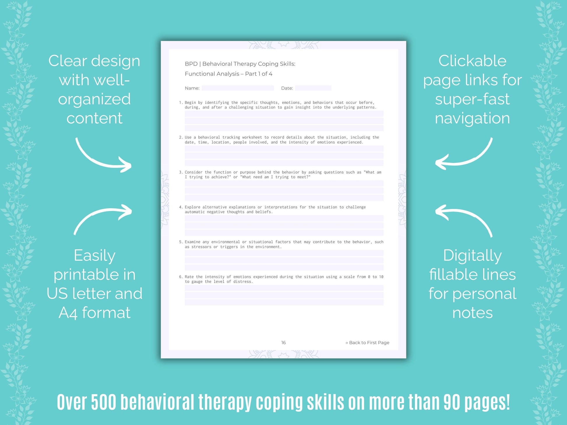 Borderline Personality Disorder (BPD) Behavioral Therapy Counseling Templates