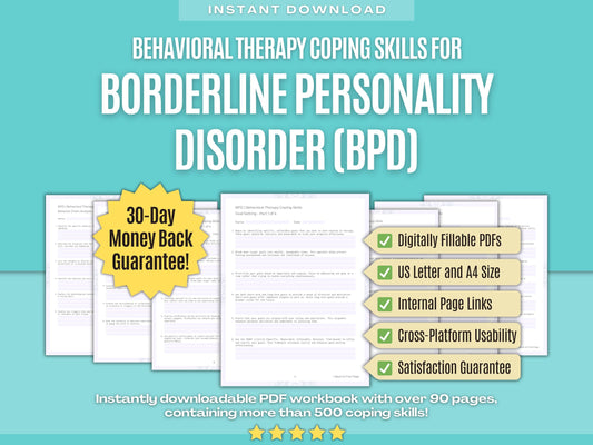 Borderline Personality Disorder (BPD) Behavioral Therapy Psychology Workbooks