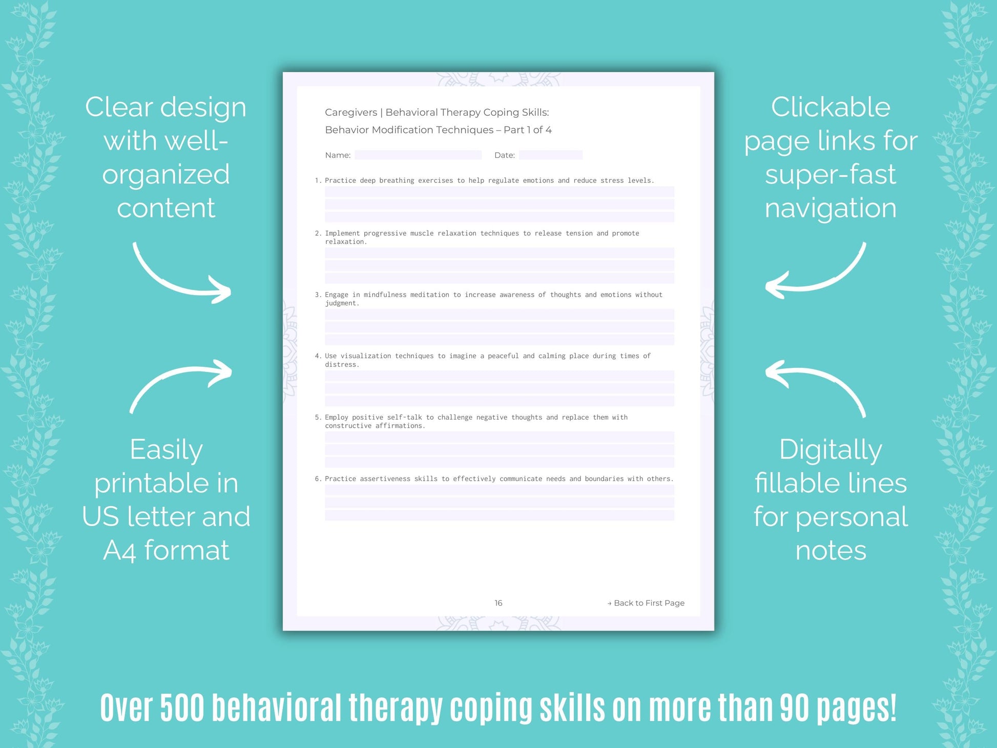 Caregivers Behavioral Therapy Counseling Templates