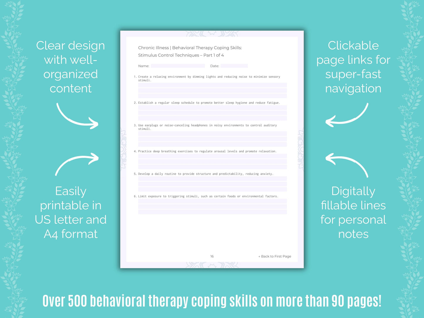 Chronic Illness Behavioral Therapy Counseling Templates