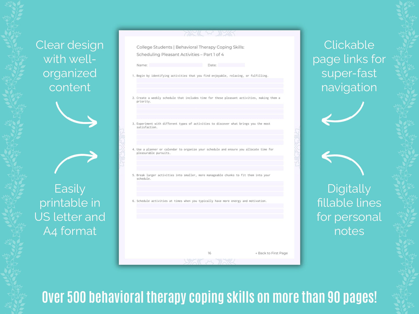 College Students Behavioral Therapy Counseling Templates