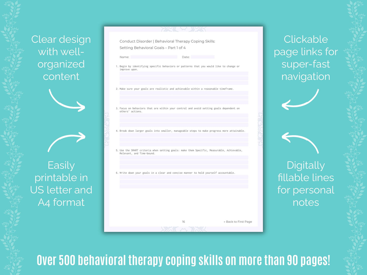 Conduct Disorder Behavioral Therapy Counseling Templates