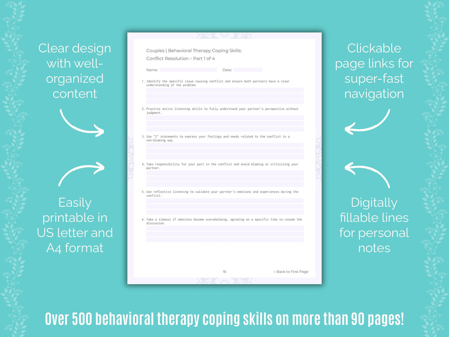 Couples Behavioral Therapy Counseling Templates