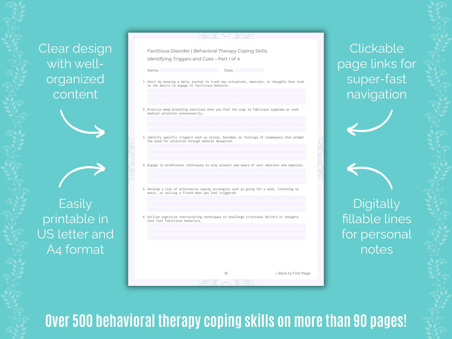 Factitious Disorder Behavioral Therapy Counseling Templates