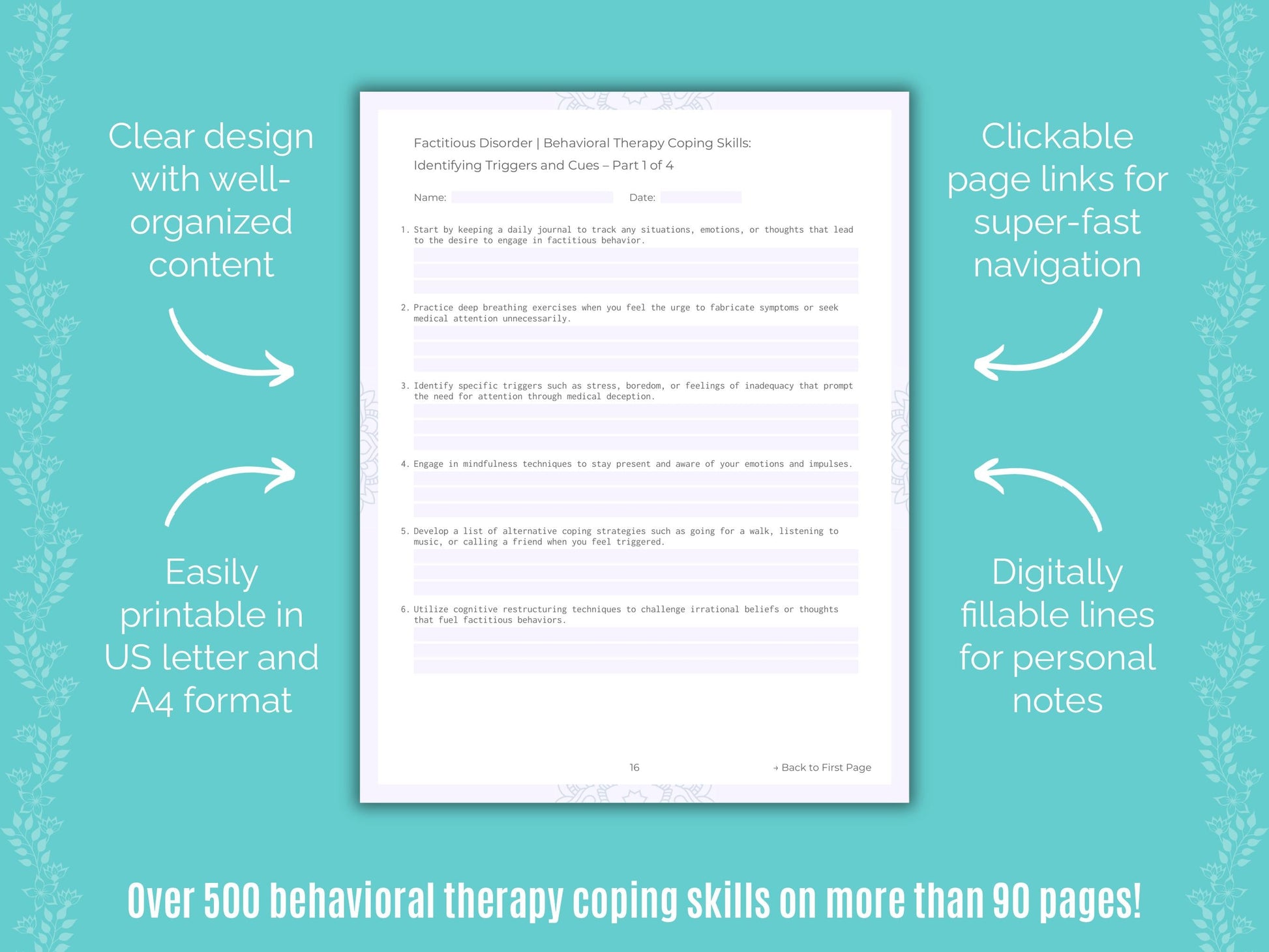 Factitious Disorder Behavioral Therapy Counseling Templates