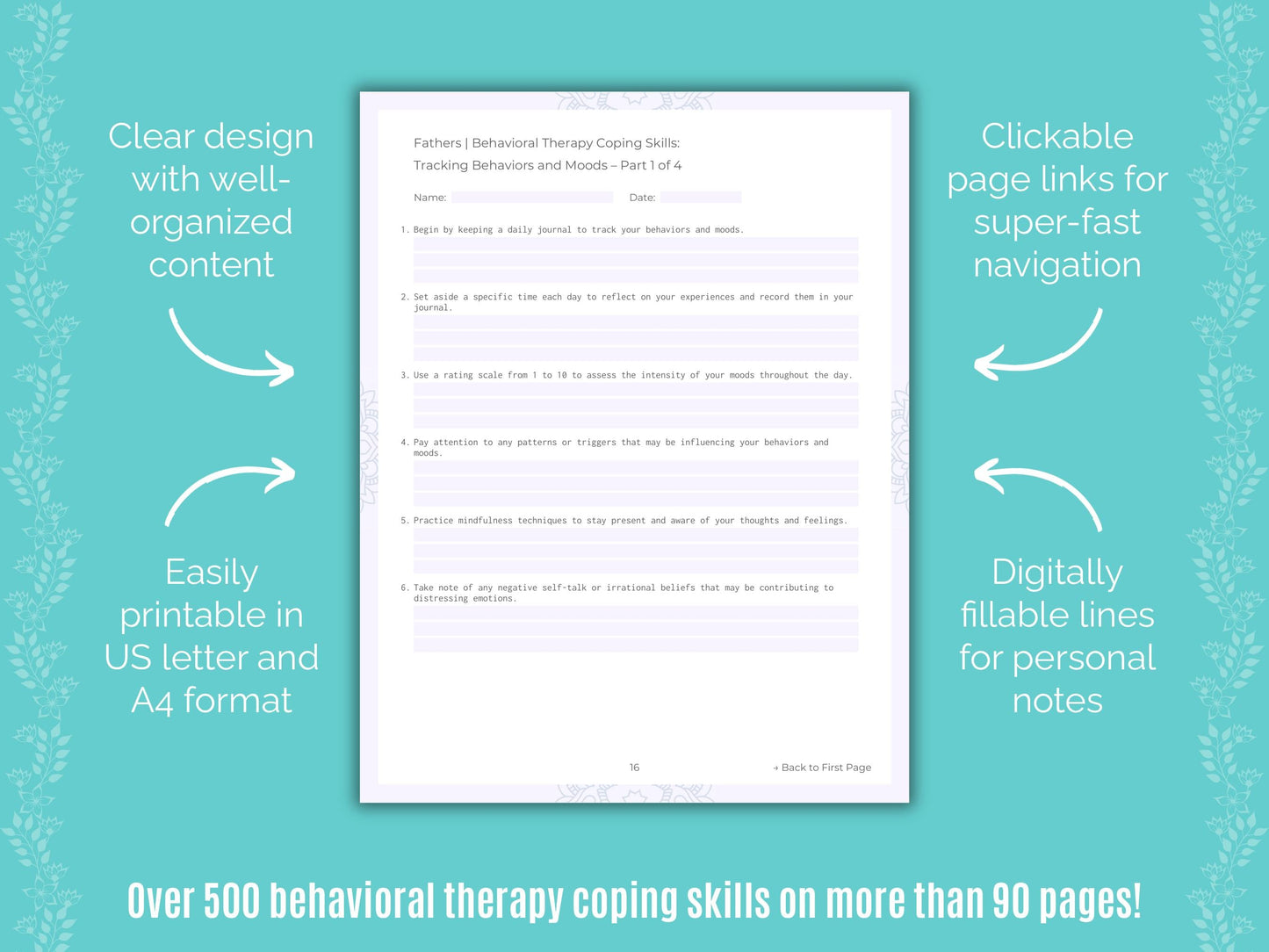 Fathers Behavioral Therapy Counseling Templates