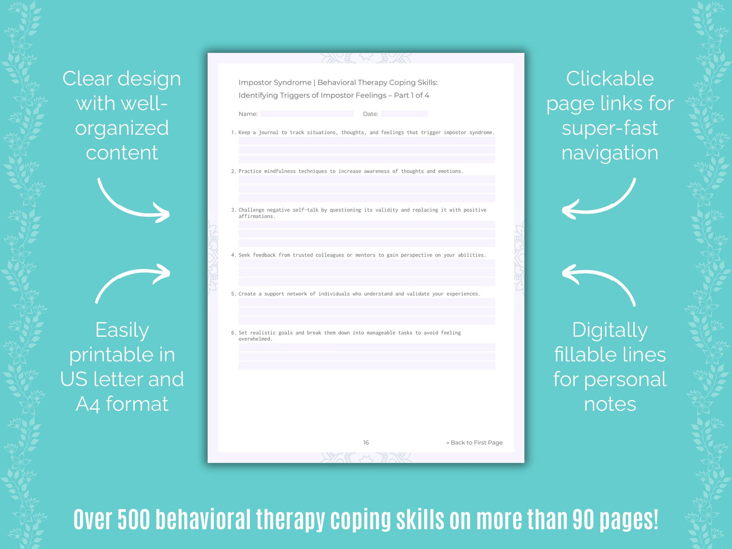 Impostor Syndrome Behavioral Therapy Counseling Templates