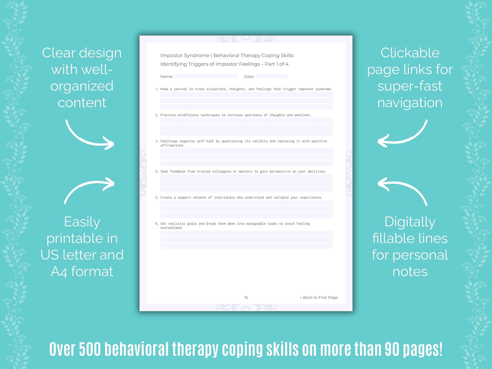 Impostor Syndrome Behavioral Therapy Counseling Templates