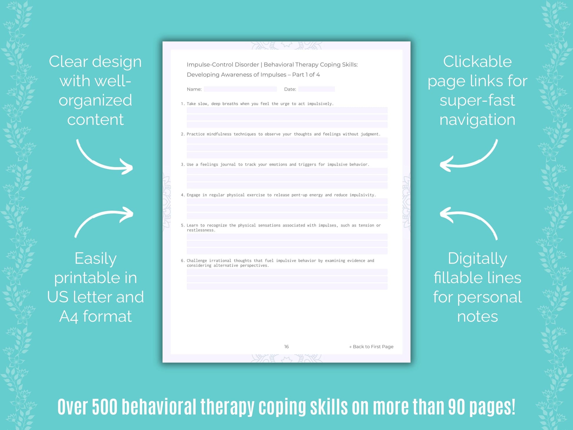 Impulse-Control Disorder (ICD) Behavioral Therapy Counseling Templates