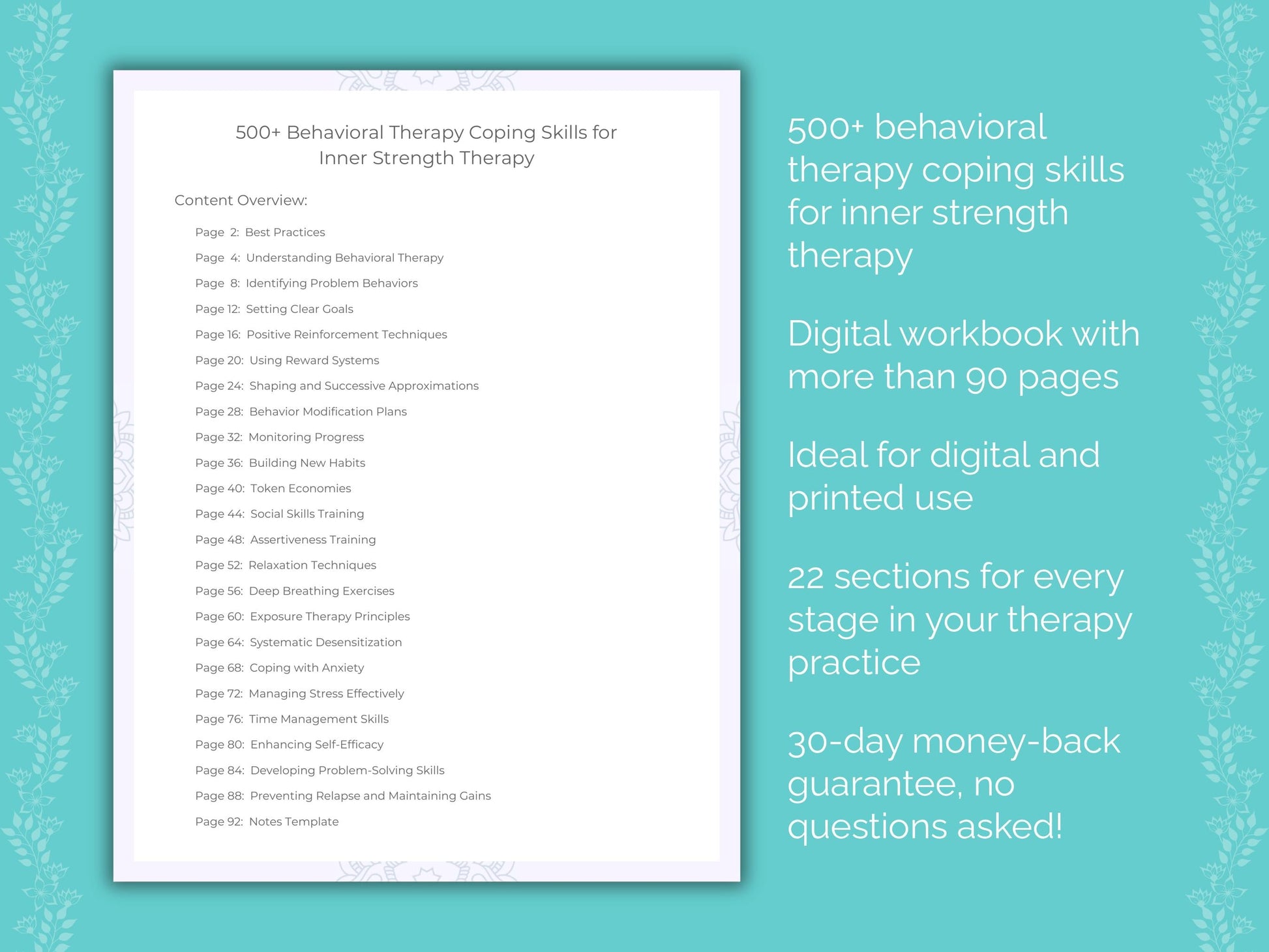 Inner Strength Behavioral Therapy Therapist Worksheets