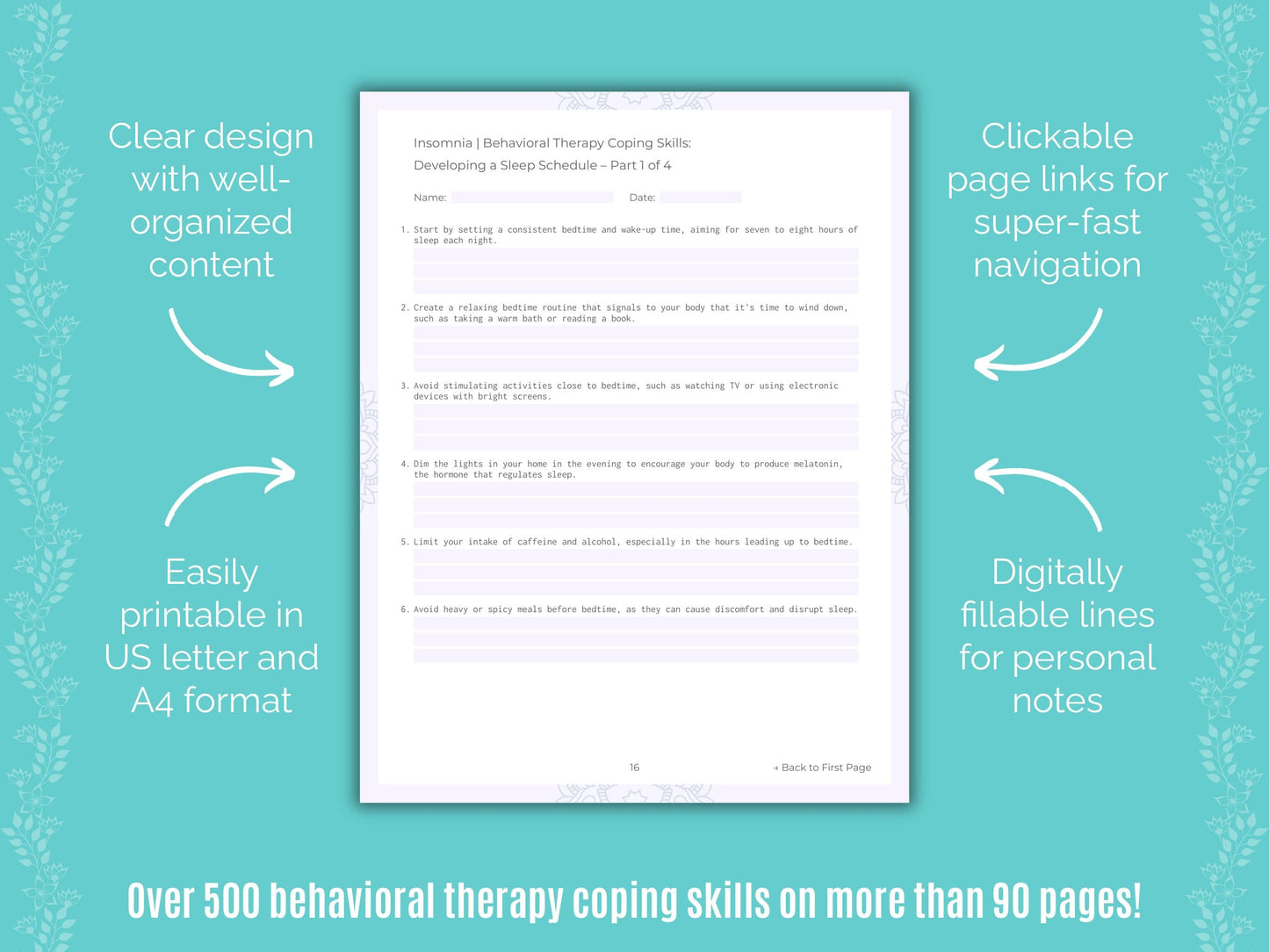 Insomnia Behavioral Therapy Counseling Templates