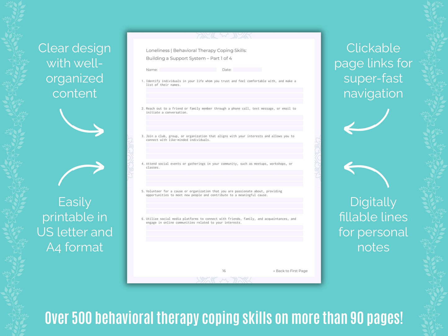 Loneliness Behavioral Therapy Counseling Templates