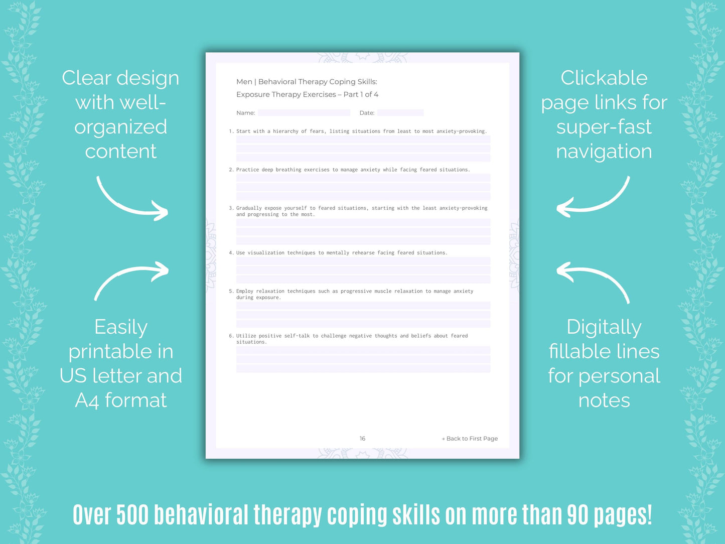 Men Behavioral Therapy Counseling Templates