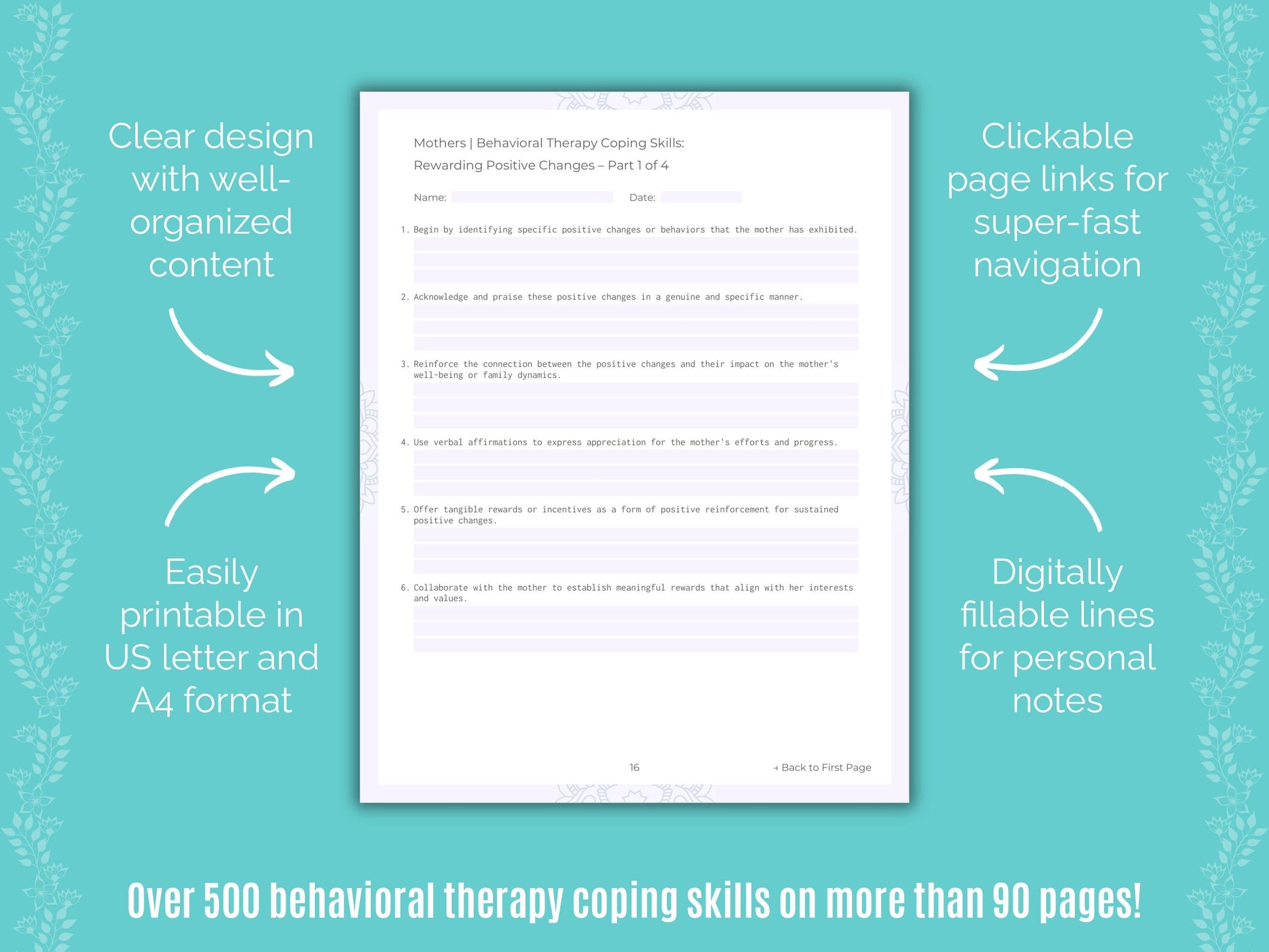 Mothers Behavioral Therapy Counseling Templates