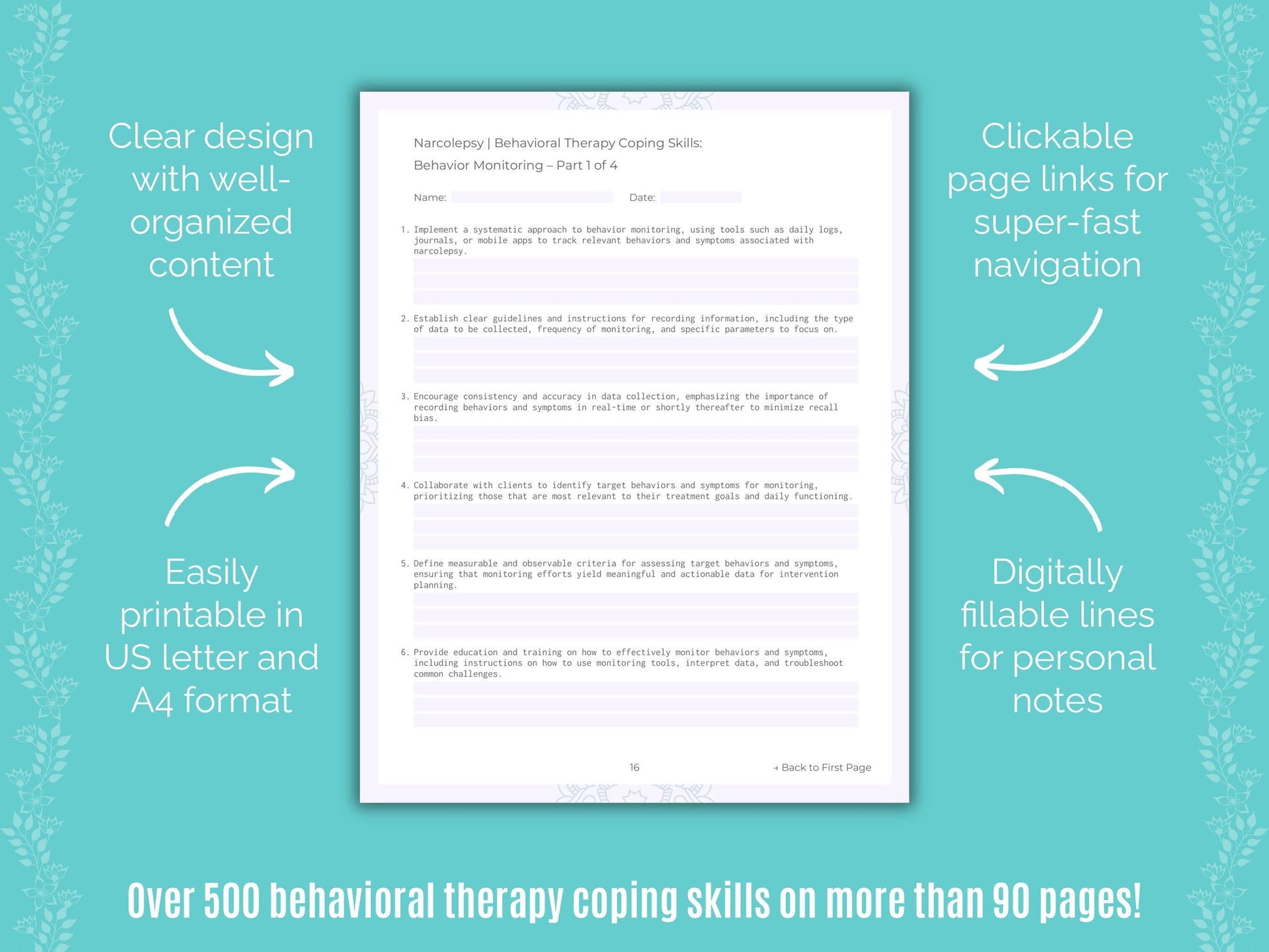 Narcolepsy Behavioral Therapy Counseling Templates