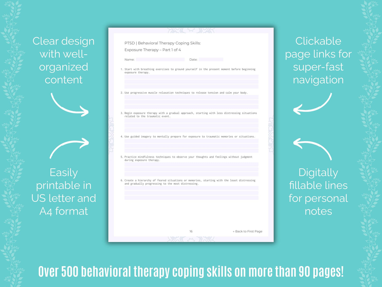 Post-Traumatic Stress Disorder (PTSD) Behavioral Therapy Counseling Templates