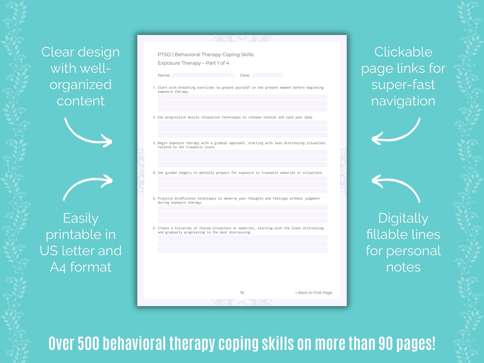 Post-Traumatic Stress Disorder (PTSD) Behavioral Therapy Counseling Templates