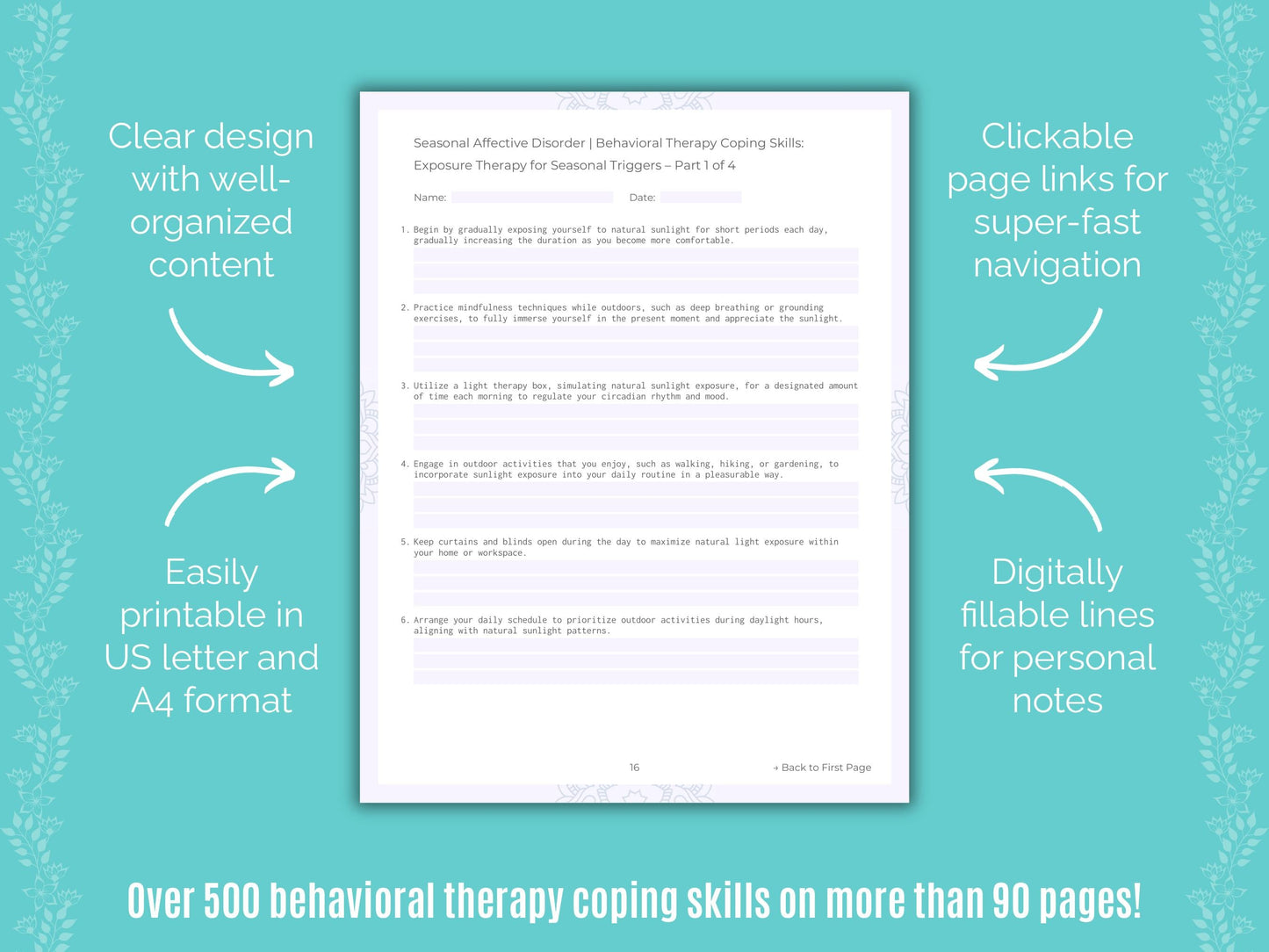 Seasonal Affective Disorder Behavioral Therapy Counseling Templates