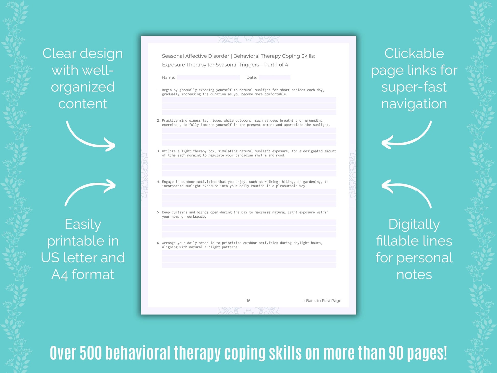 Seasonal Affective Disorder Behavioral Therapy Counseling Templates