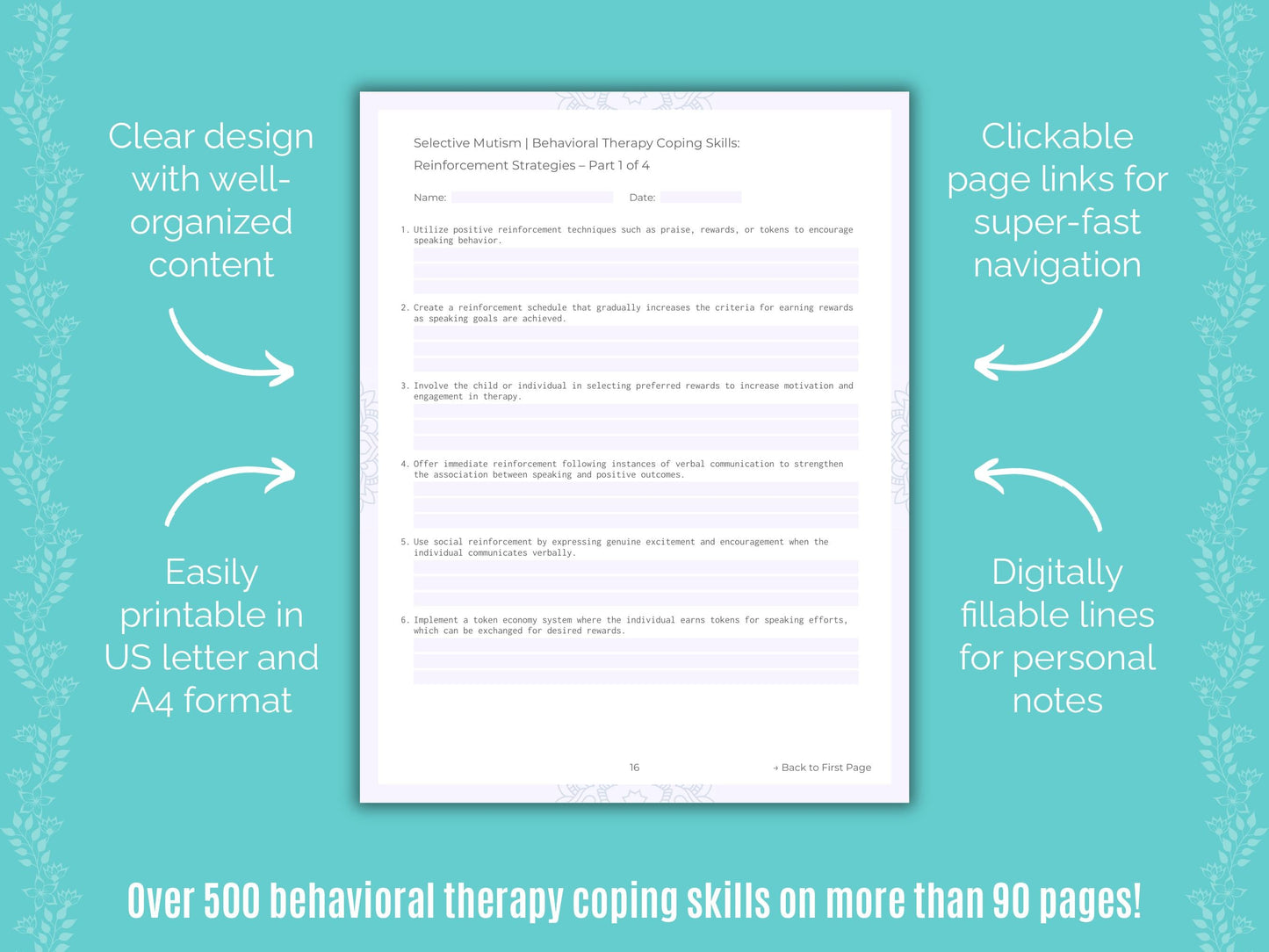 Selective Mutism Behavioral Therapy Counseling Templates