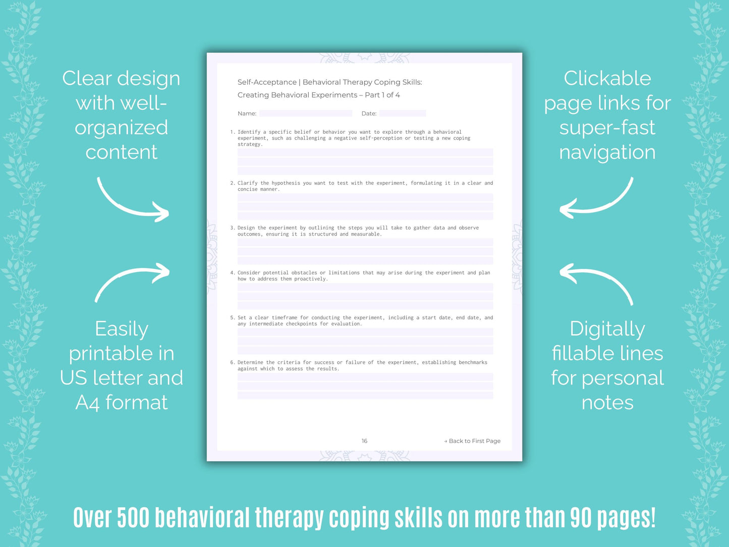 Self-Acceptance Behavioral Therapy Counseling Templates