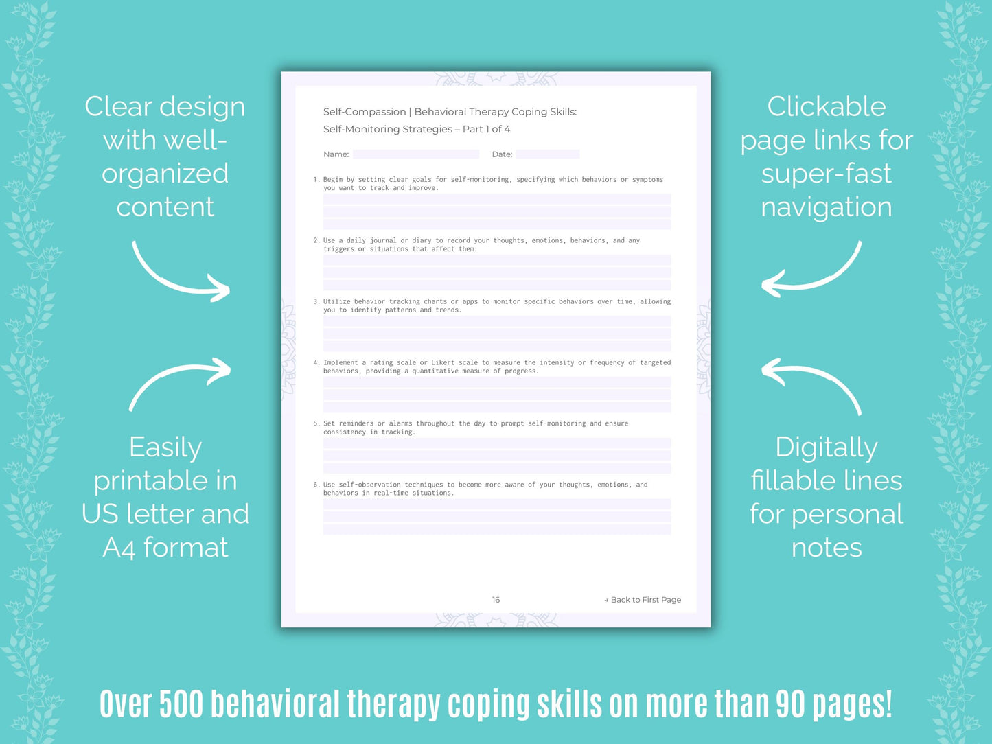 Self-Compassion Behavioral Therapy Counseling Templates