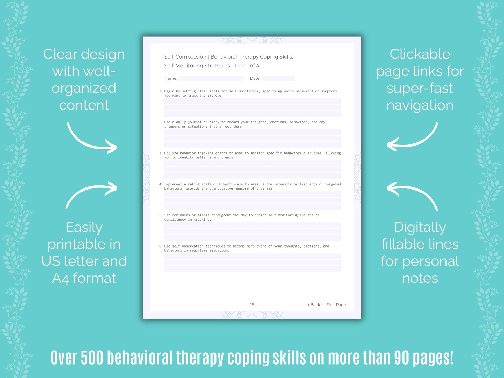 Self-Compassion Behavioral Therapy Counseling Templates